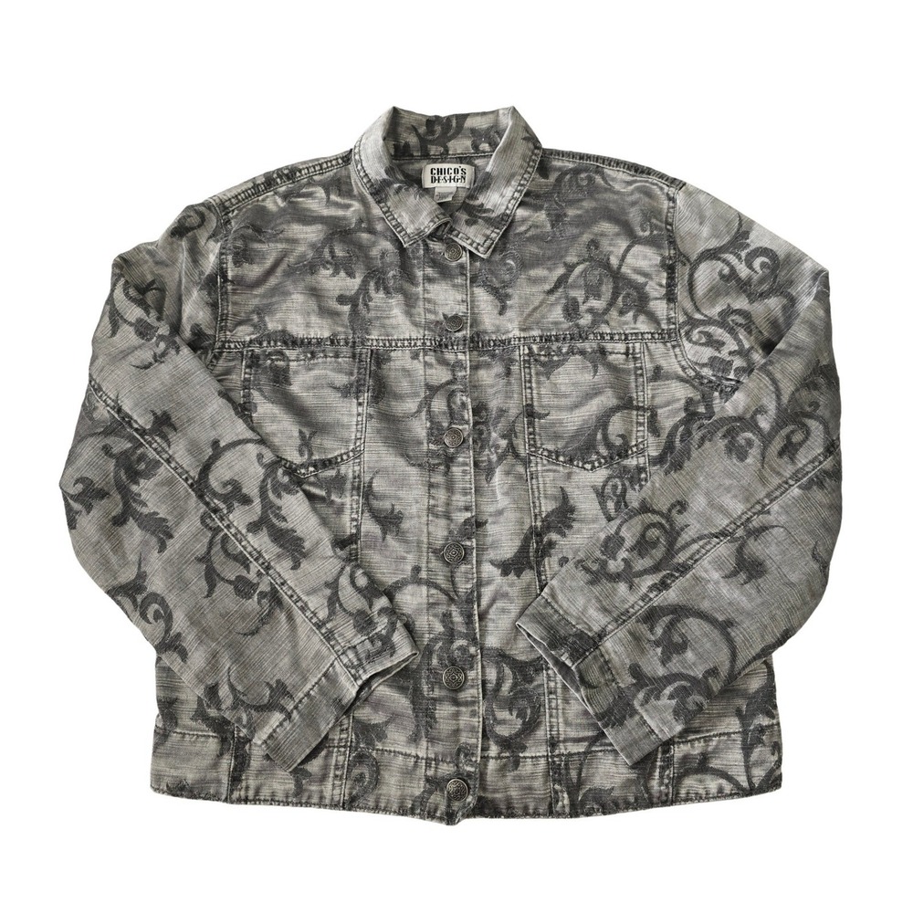 Gray Floral Paisley Vintage Resort Cottage Light Jacket Whimsy‎ Goth Chic Rock 2
